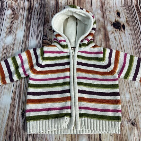 Gymboree Baby Girls Size 6-12M Mos Hooded Stripe Cardigan Sweater Top Infants - Picture 2 of 8